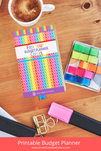 Load image into Gallery viewer, Flex Your Colors Rainbow Budget Planner Printable - Expense Tracker Notebook. Monthly Budgeting Journal
